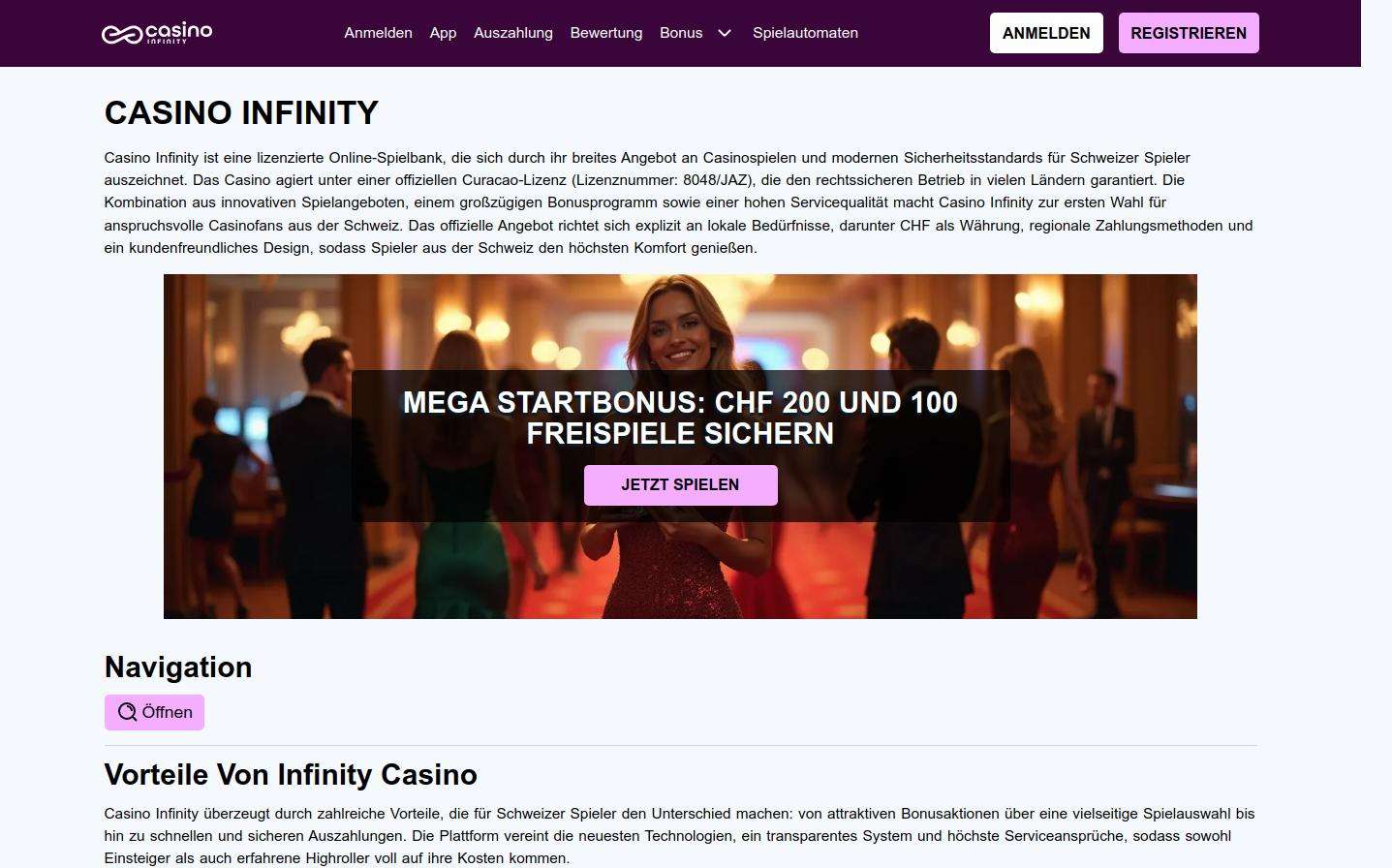 Die mobile Casino-Erfahrung bei Casino Infinity für Schweizer Spieler